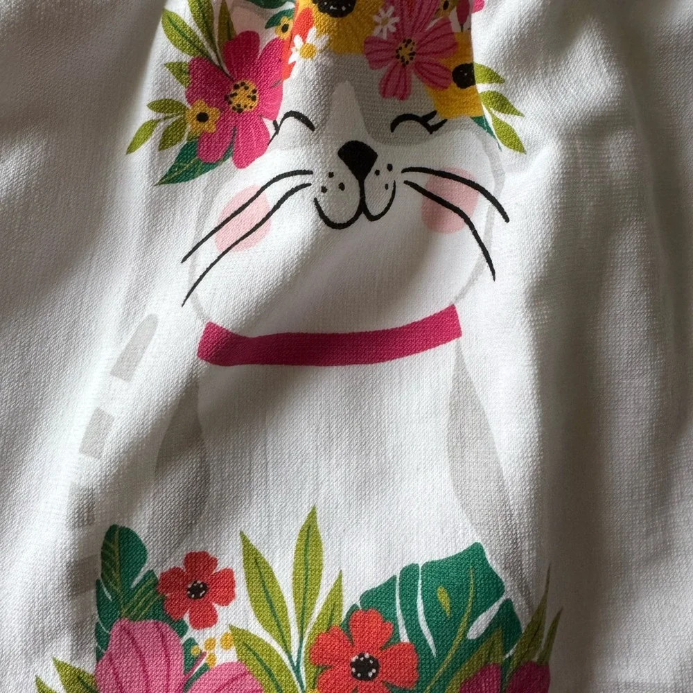 🔥Hand Crafted Spring Floral Cat Kitchen Towels